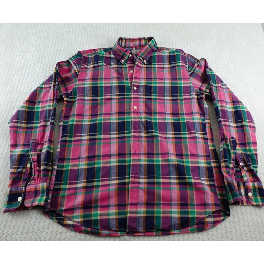 Tailored by J. Crew Multicolor Plaid Button Down Shirt L